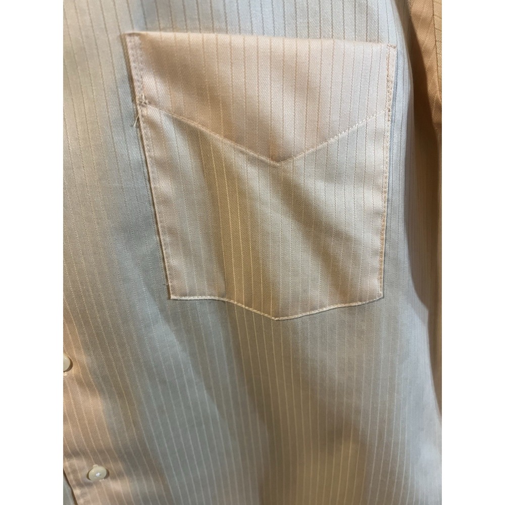 Arrow Men's Long Sleeve Satin & Twill Dress Shirt Xl 17 34/35 Mango Pin Stripe - Picture 4 of 14